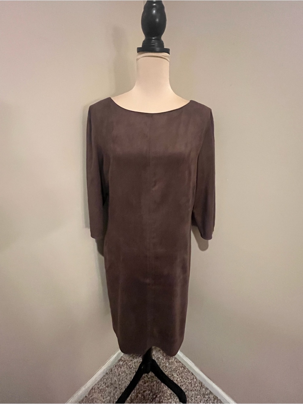 Vintage David Warren Brown Long Sleeve Sheath Dress, size 12